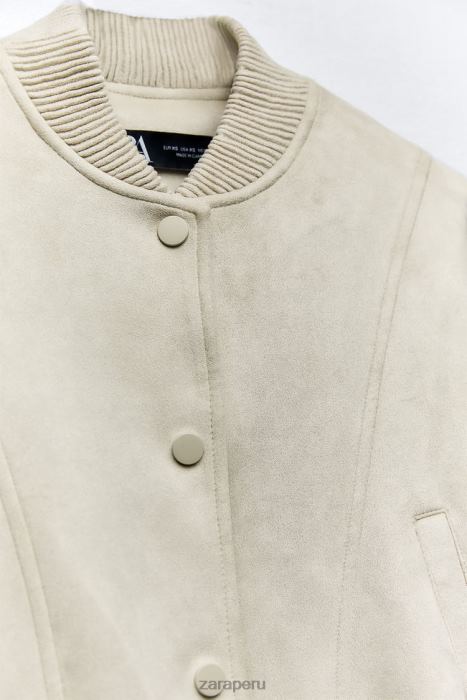 Zara mujer chaqueta bomber de gamuza sintética BDP8J36 ropa crudo