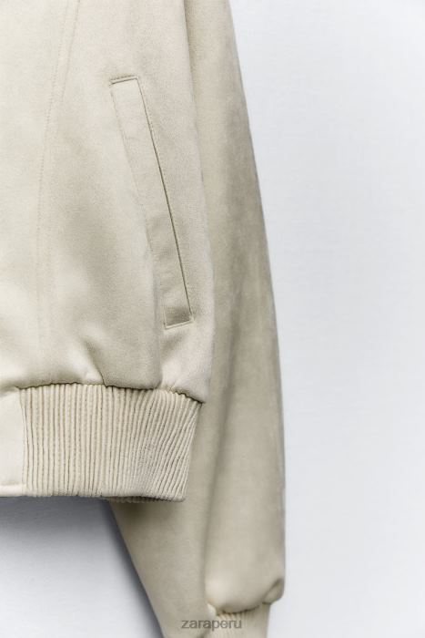 Zara mujer chaqueta bomber de gamuza sintética BDP8J36 ropa crudo