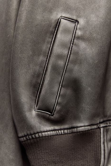 Zara mujer chaqueta bomber de piel sintética desgastada BDP8J34 ropa negro