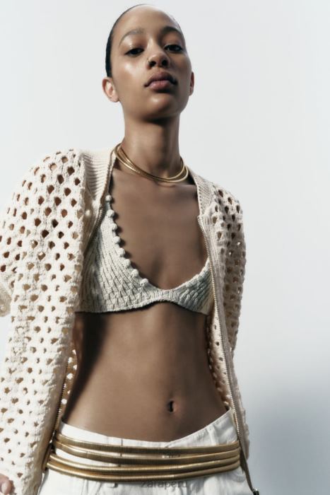 Zara mujer chaqueta bomber de punto abierto BDP8J133 ropa crudo