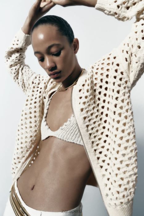 Zara mujer chaqueta bomber de punto abierto BDP8J133 ropa crudo