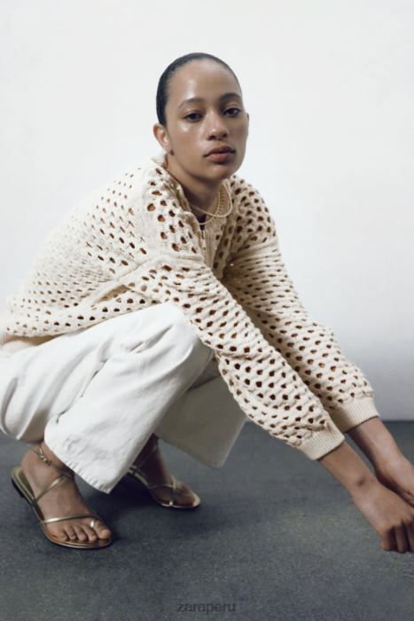 Zara mujer chaqueta bomber de punto abierto BDP8J133 ropa crudo