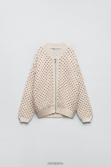 Zara mujer chaqueta bomber de punto abierto BDP8J133 ropa crudo
