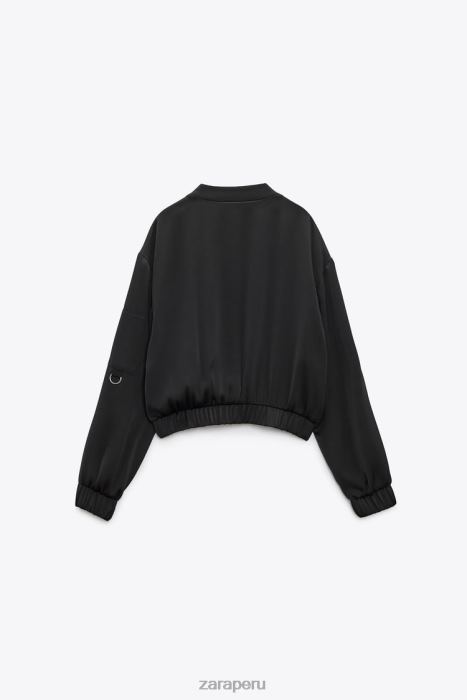 Zara mujer chaqueta bomber de satén BDP8J116 ropa negro