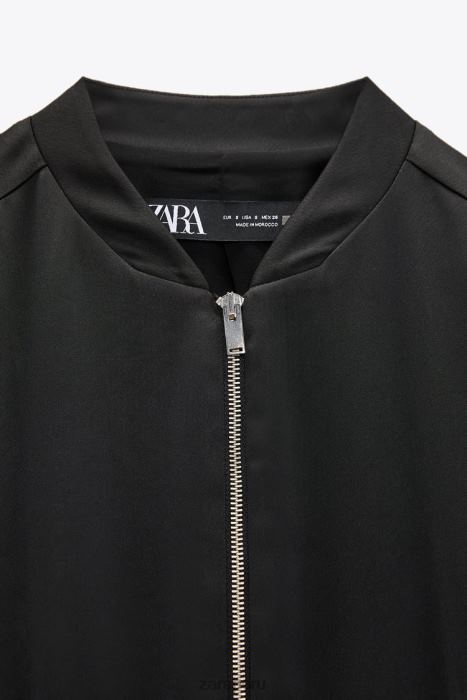 Zara mujer chaqueta bomber de satén BDP8J116 ropa negro