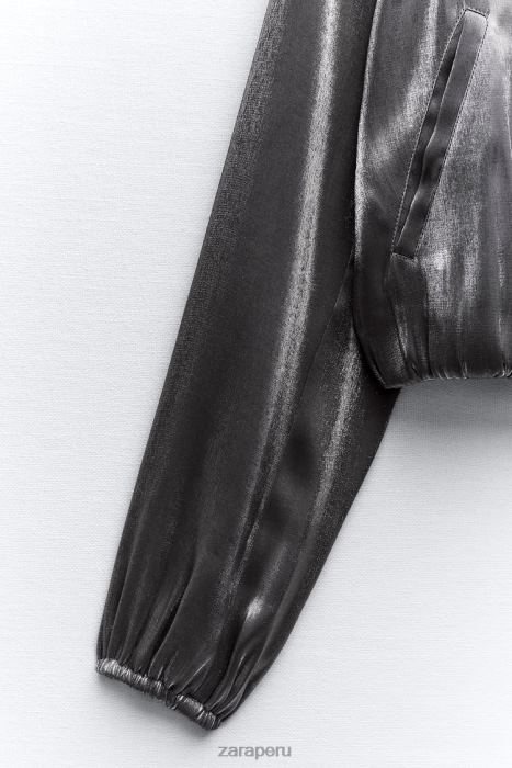 Zara mujer chaqueta bomber de satén metalizado BDP8J31 ropa plata