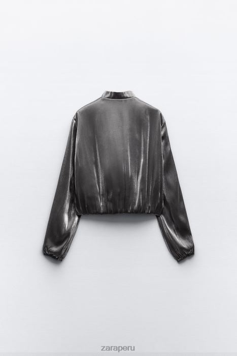 Zara mujer chaqueta bomber de satén metalizado BDP8J31 ropa plata