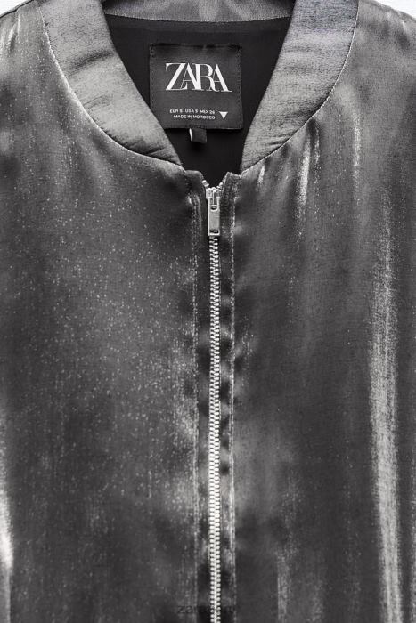 Zara mujer chaqueta bomber de satén metalizado BDP8J31 ropa plata