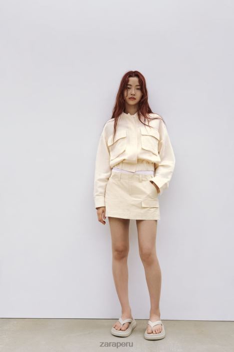 Zara mujer chaqueta bomber en mezcla de lino BDP8J95 ropa beige claro