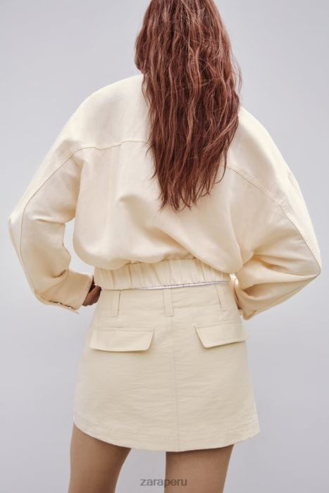 Zara mujer chaqueta bomber en mezcla de lino BDP8J95 ropa beige claro