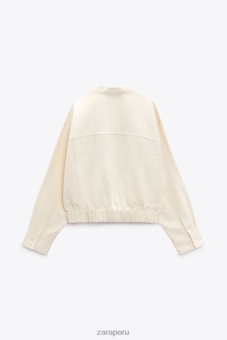 Zara mujer chaqueta bomber en mezcla de lino BDP8J95 ropa beige claro