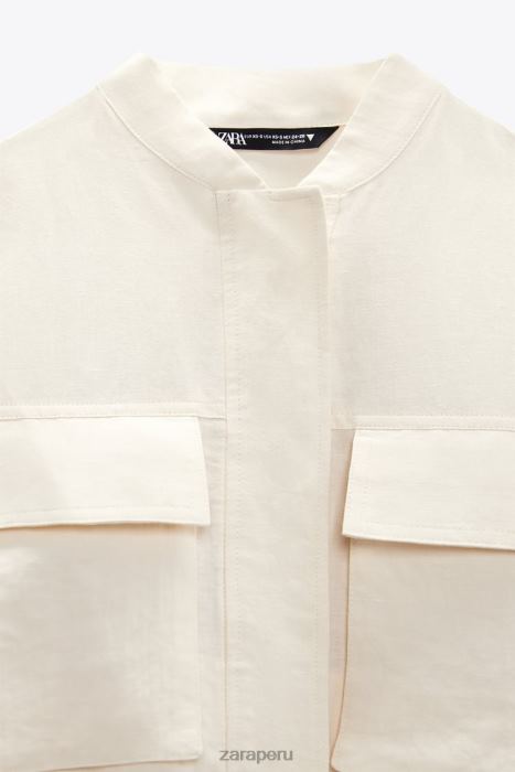 Zara mujer chaqueta bomber en mezcla de lino BDP8J95 ropa beige claro