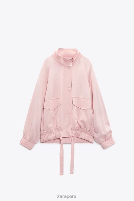 Zara mujer chaqueta bomber fluida con bolsillos BDP8J97 ropa Rosa palido