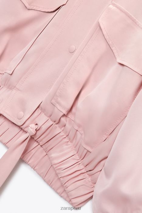Zara mujer chaqueta bomber fluida con bolsillos BDP8J97 ropa Rosa palido