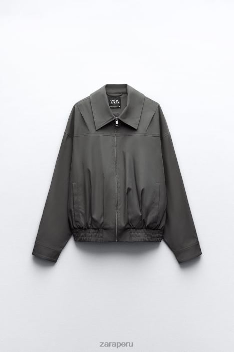 Zara mujer chaqueta bomber repelente al agua de corte recto BDP8J64 ropa gris oscuro