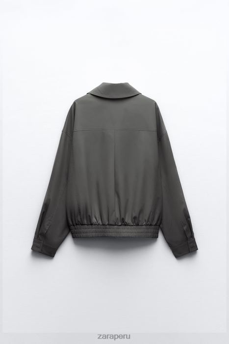 Zara mujer chaqueta bomber repelente al agua de corte recto BDP8J64 ropa gris oscuro