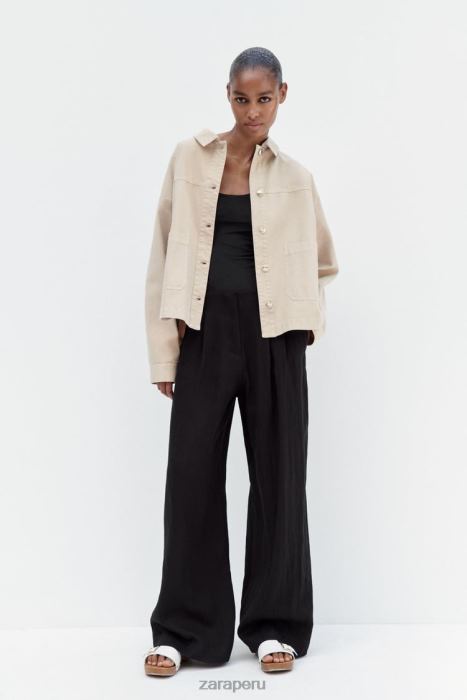 Zara mujer chaqueta con bolsillo de parche BDP8J67 ropa arena