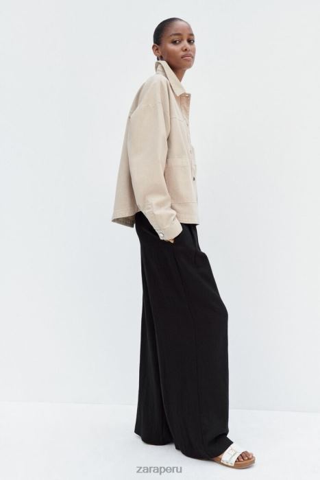 Zara mujer chaqueta con bolsillo de parche BDP8J67 ropa arena