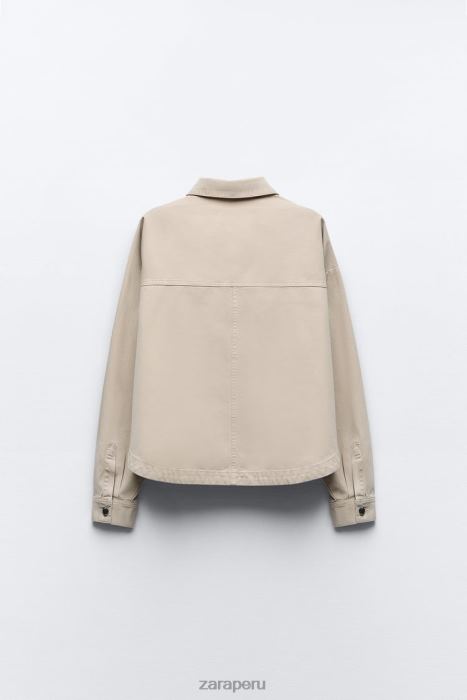 Zara mujer chaqueta con bolsillo de parche BDP8J67 ropa arena