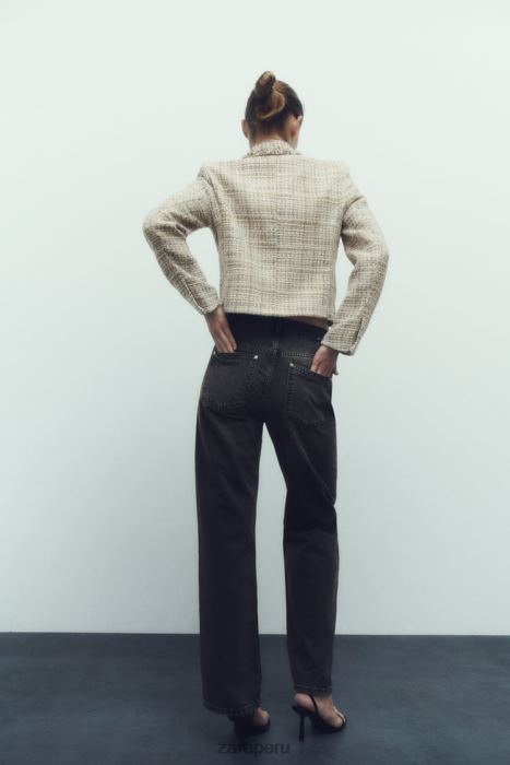 Zara mujer chaqueta con doble botonadura y tejido texturizado BDP8J162 ropa multicolor