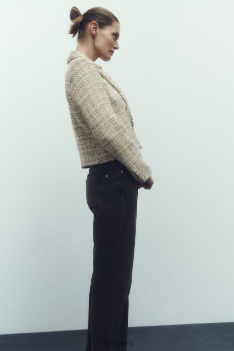 Zara mujer chaqueta con doble botonadura y tejido texturizado BDP8J162 ropa multicolor