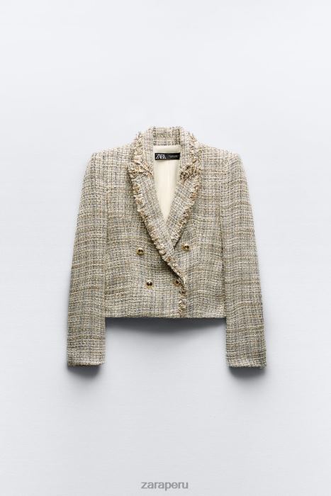 Zara mujer chaqueta con doble botonadura y tejido texturizado BDP8J162 ropa multicolor