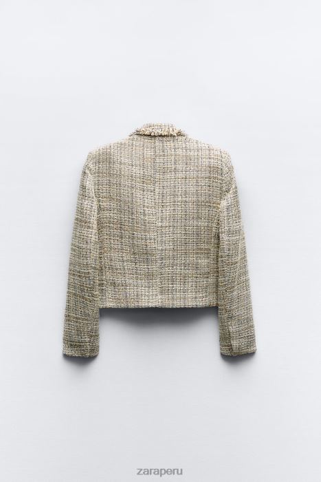 Zara mujer chaqueta con doble botonadura y tejido texturizado BDP8J162 ropa multicolor