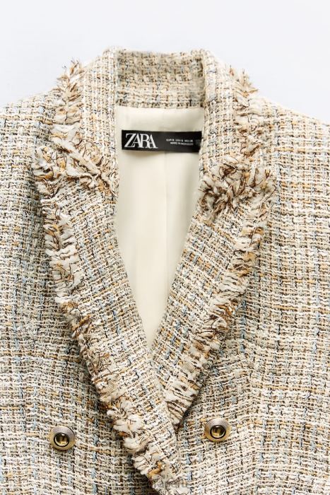 Zara mujer chaqueta con doble botonadura y tejido texturizado BDP8J162 ropa multicolor
