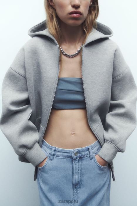 Zara mujer chaqueta con efecto de neopreno BDP8J23 ropa gris