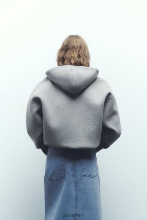 Zara mujer chaqueta con efecto de neopreno BDP8J23 ropa gris