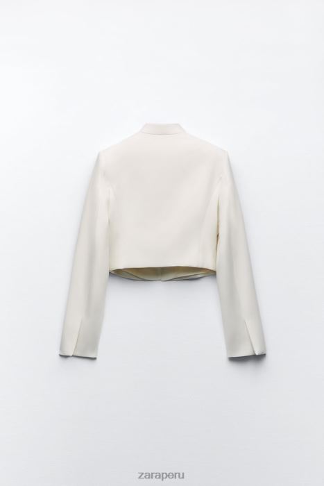 Zara mujer chaqueta corta BDP8J163 ropa ostra blanca