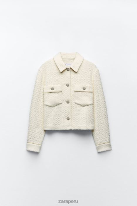 Zara mujer chaqueta corta con botones joya BDP8J80 ropa crudo