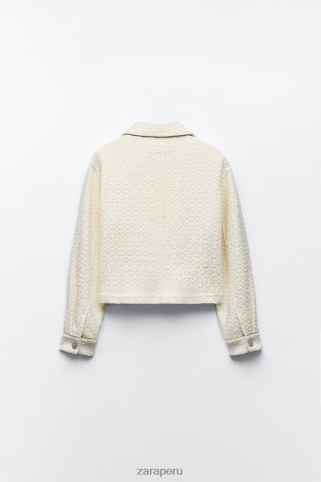 Zara mujer chaqueta corta con botones joya BDP8J80 ropa crudo