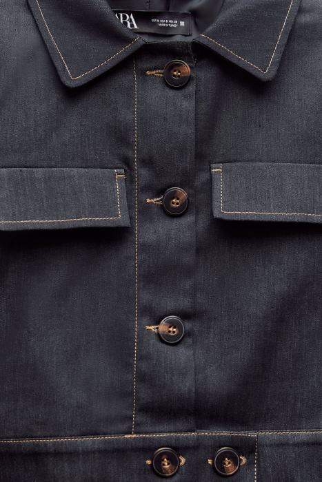 Zara mujer chaqueta corta con costuras BDP8J86 ropa índigo