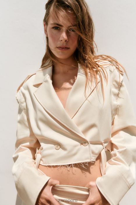 Zara mujer chaqueta corta convertible BDP8J111 ropa beige claro