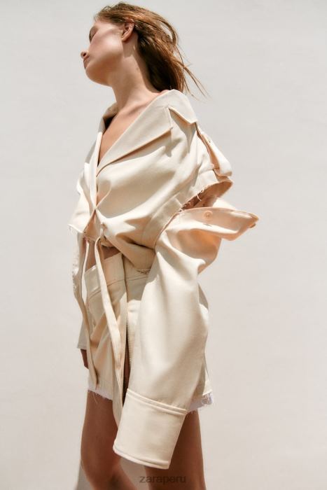 Zara mujer chaqueta corta convertible BDP8J111 ropa beige claro