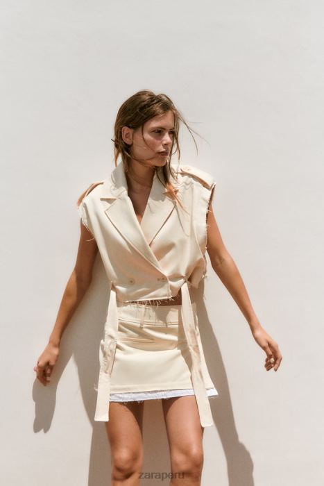 Zara mujer chaqueta corta convertible BDP8J111 ropa beige claro