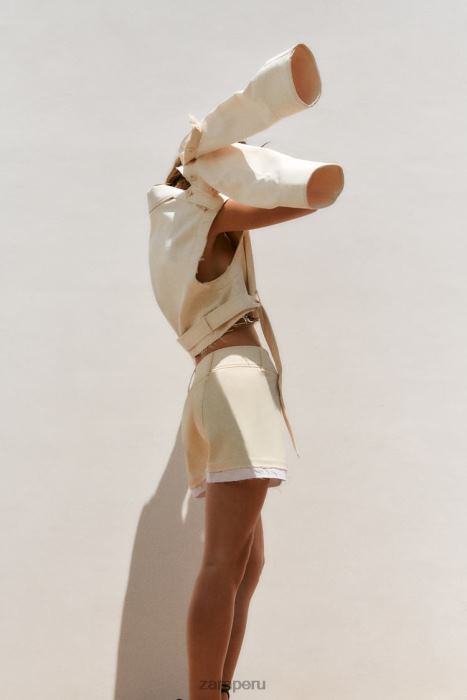 Zara mujer chaqueta corta convertible BDP8J111 ropa beige claro