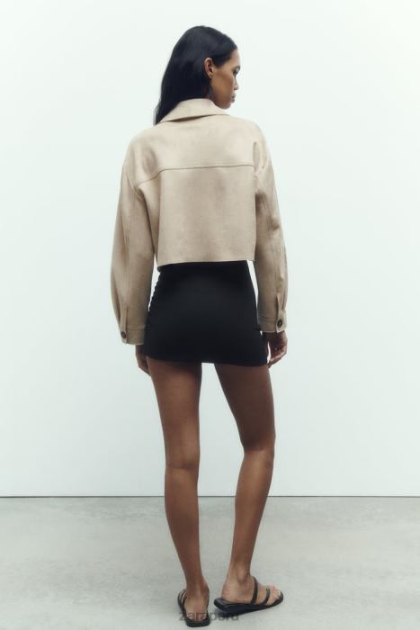 Zara mujer chaqueta corta de ante sintético BDP8J75 ropa visón