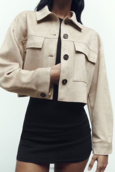Zara mujer chaqueta corta de ante sintético BDP8J75 ropa visón
