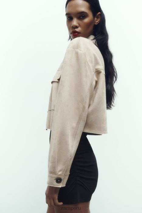Zara mujer chaqueta corta de ante sintético BDP8J75 ropa visón