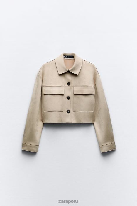 Zara mujer chaqueta corta de ante sintético BDP8J75 ropa visón