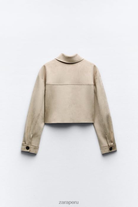 Zara mujer chaqueta corta de ante sintético BDP8J75 ropa visón
