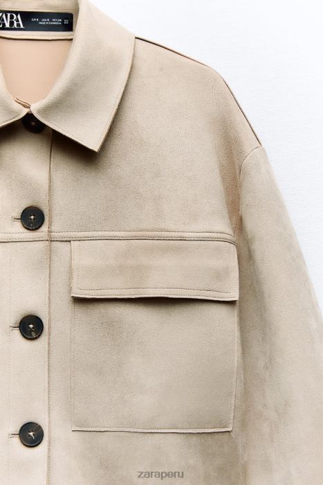 Zara mujer chaqueta corta de ante sintético BDP8J75 ropa visón