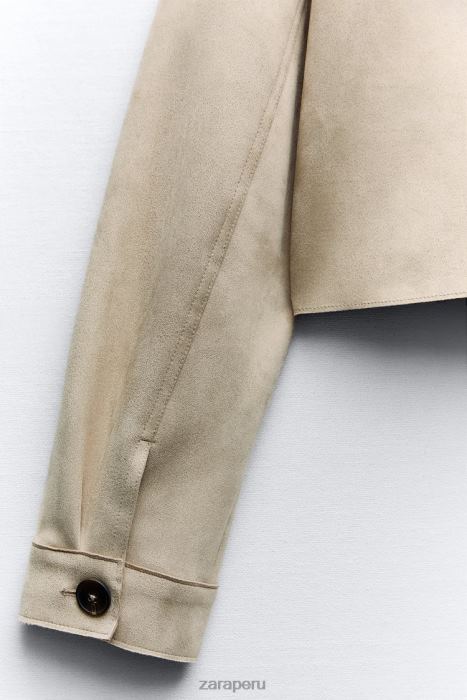 Zara mujer chaqueta corta de ante sintético BDP8J75 ropa visón