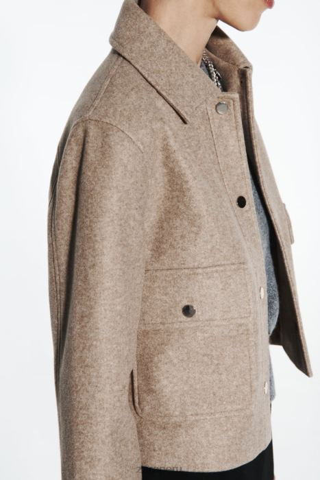 Zara mujer chaqueta corta suave BDP8J28 ropa marrón topo