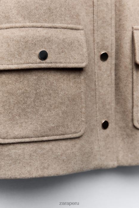 Zara mujer chaqueta corta suave BDP8J28 ropa marrón topo