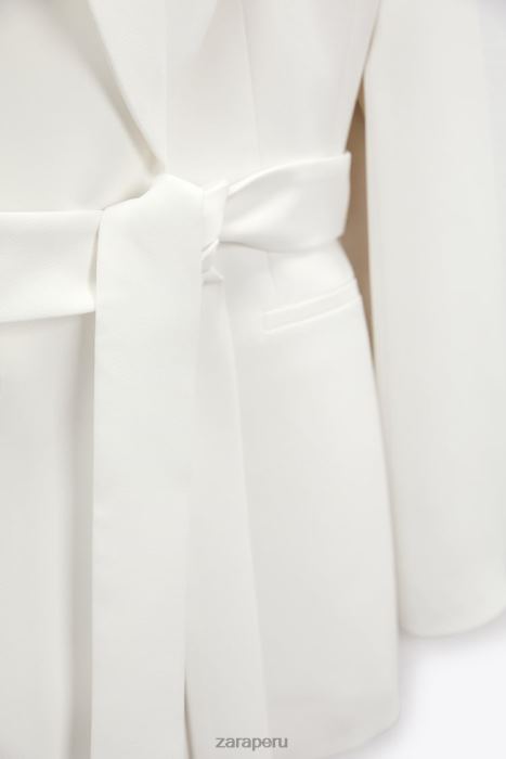 Zara mujer chaqueta de esmoquin con cinturón BDP8J174 ropa crudo