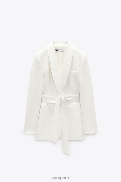 Zara mujer chaqueta de esmoquin con cinturón BDP8J174 ropa crudo