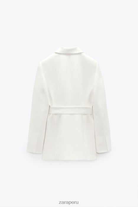 Zara mujer chaqueta de esmoquin con cinturón BDP8J174 ropa crudo